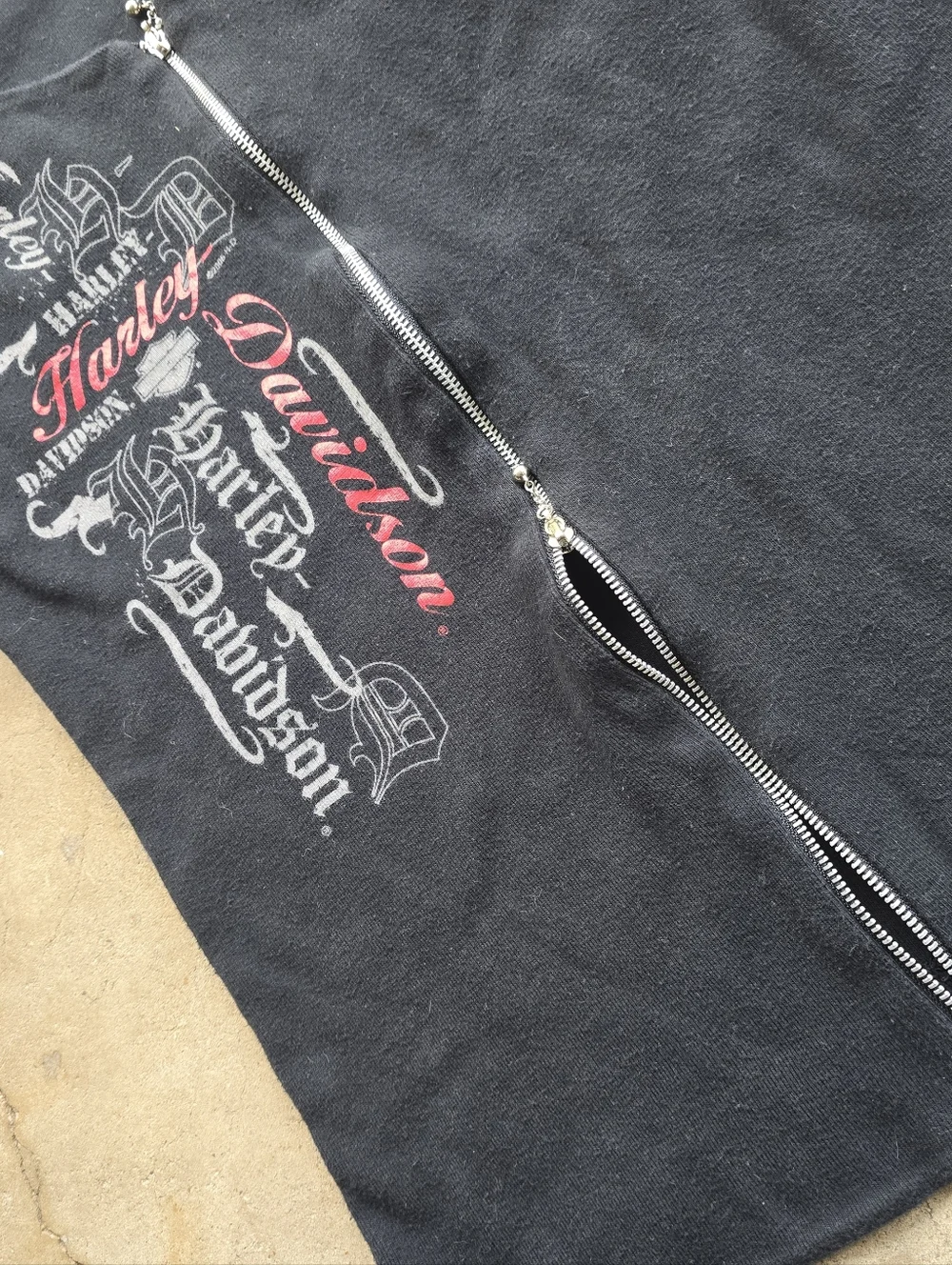 Vintage Y2K Harley Davidson Cyber Moto  Grunge Double Zip Vest Tank XL - Picture 4 of 4